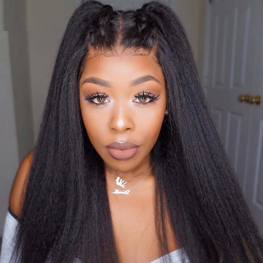 100% Human Yaki Kinky Straight 360 Lace Front Wig